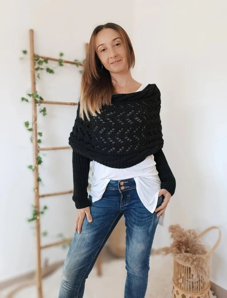 Alyssa™ Boho Gebreide Omslagdoek – Flatterend en Comfortabel voor Ieder Seizoen!