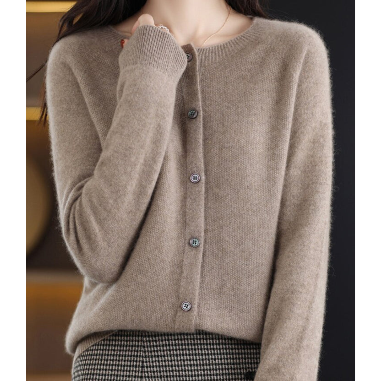 Elyse™ - 100% Pure Merino Wol Dames O-hals Cardigan Kasjmier Trui