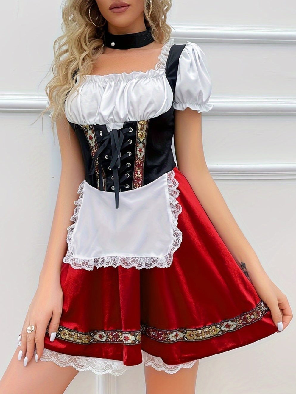 Sascha™ - Elegante Oktoberfest dirndl dames jurk met vierkante hals