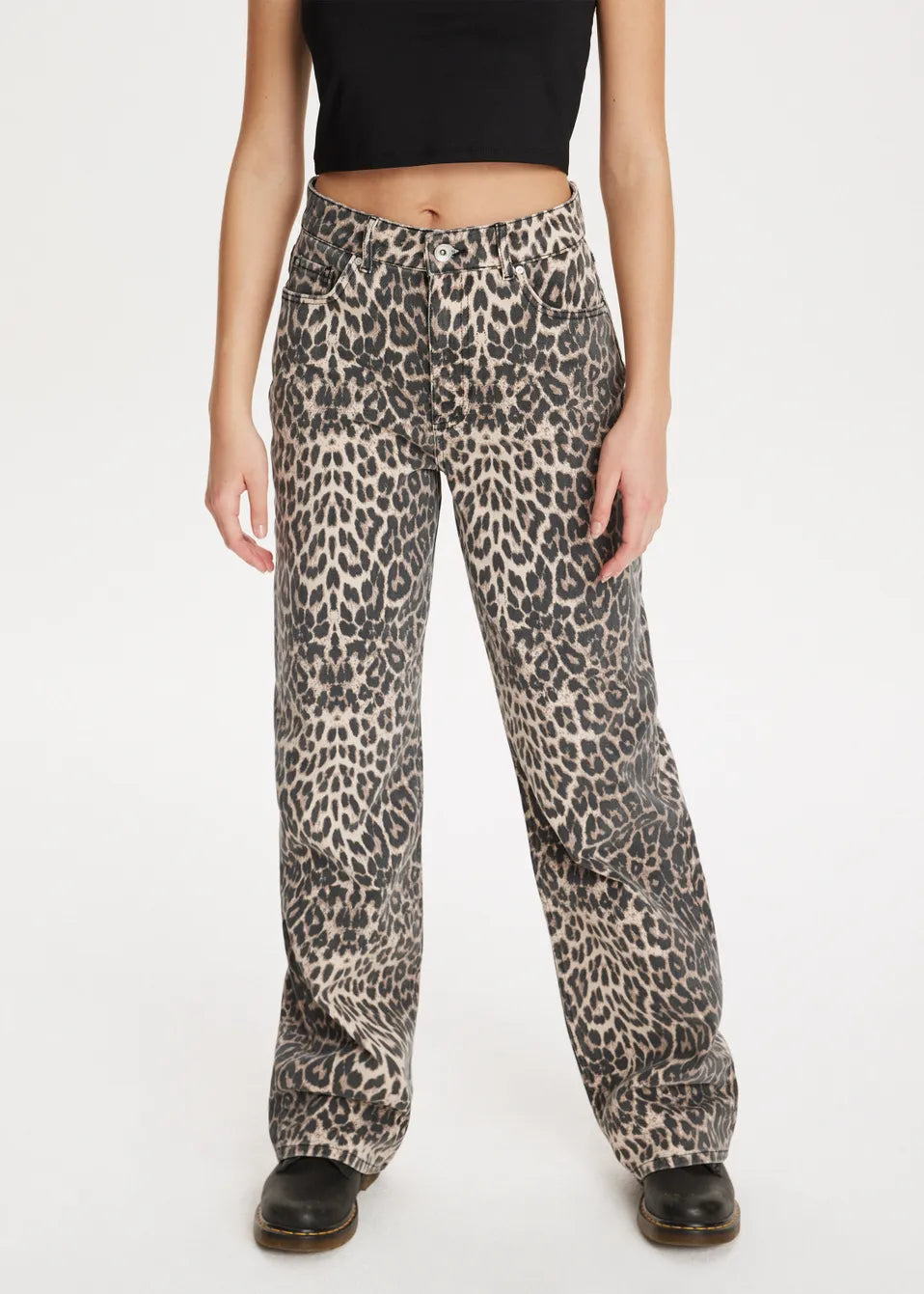 Kim™ - Leopard Denim Straight Jeans