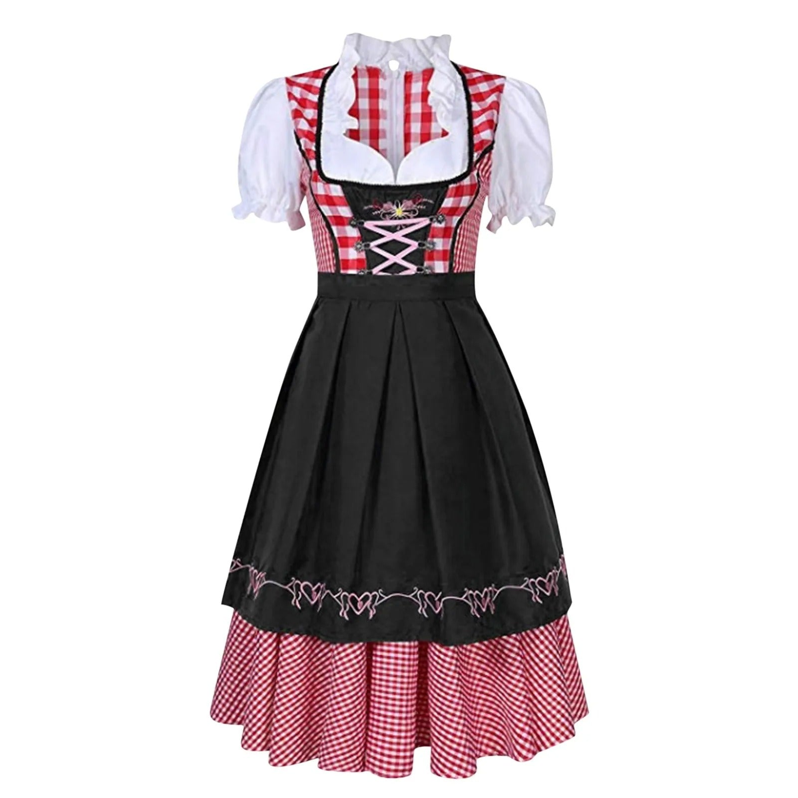 Dalissa™ - Oktoberfest dirndl met geruit patroon en korte mouwen